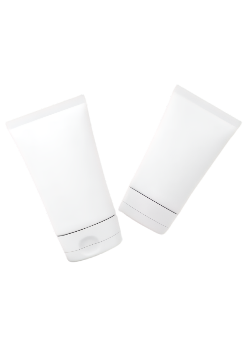 Two unbranded white squeeze tubes ready for private label printing