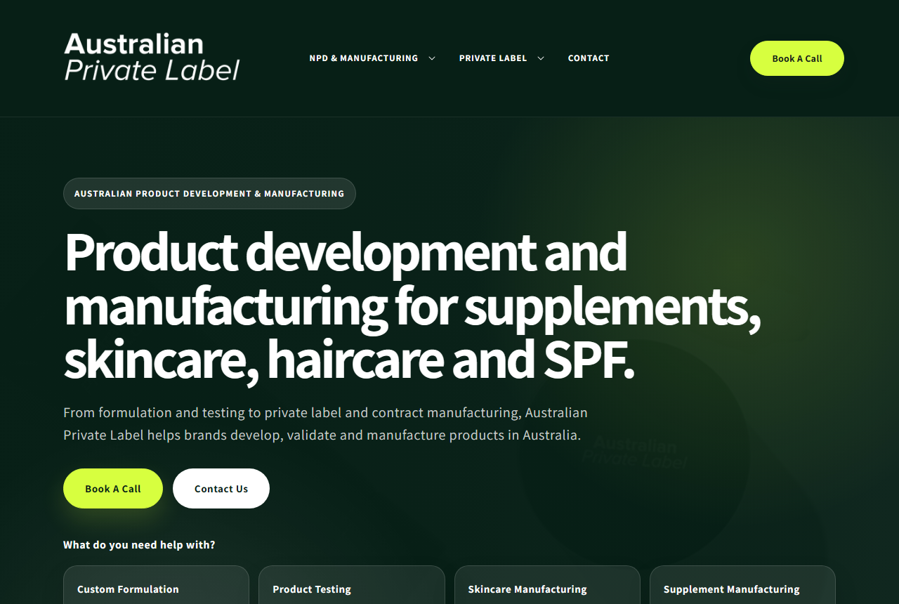 Australian Private Label website