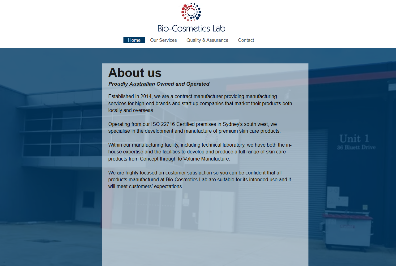Bio-Cosmetics Lab website