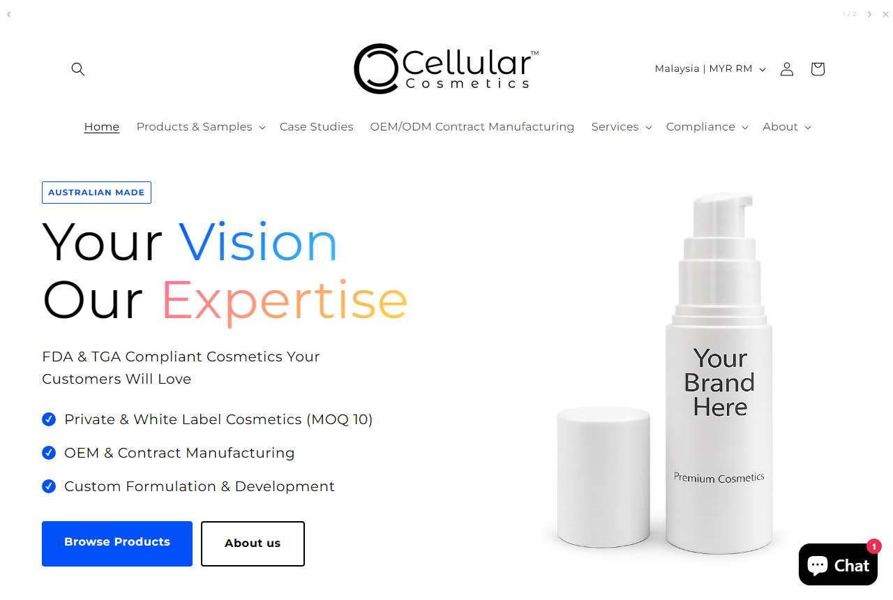 Cellular Cosmetics website