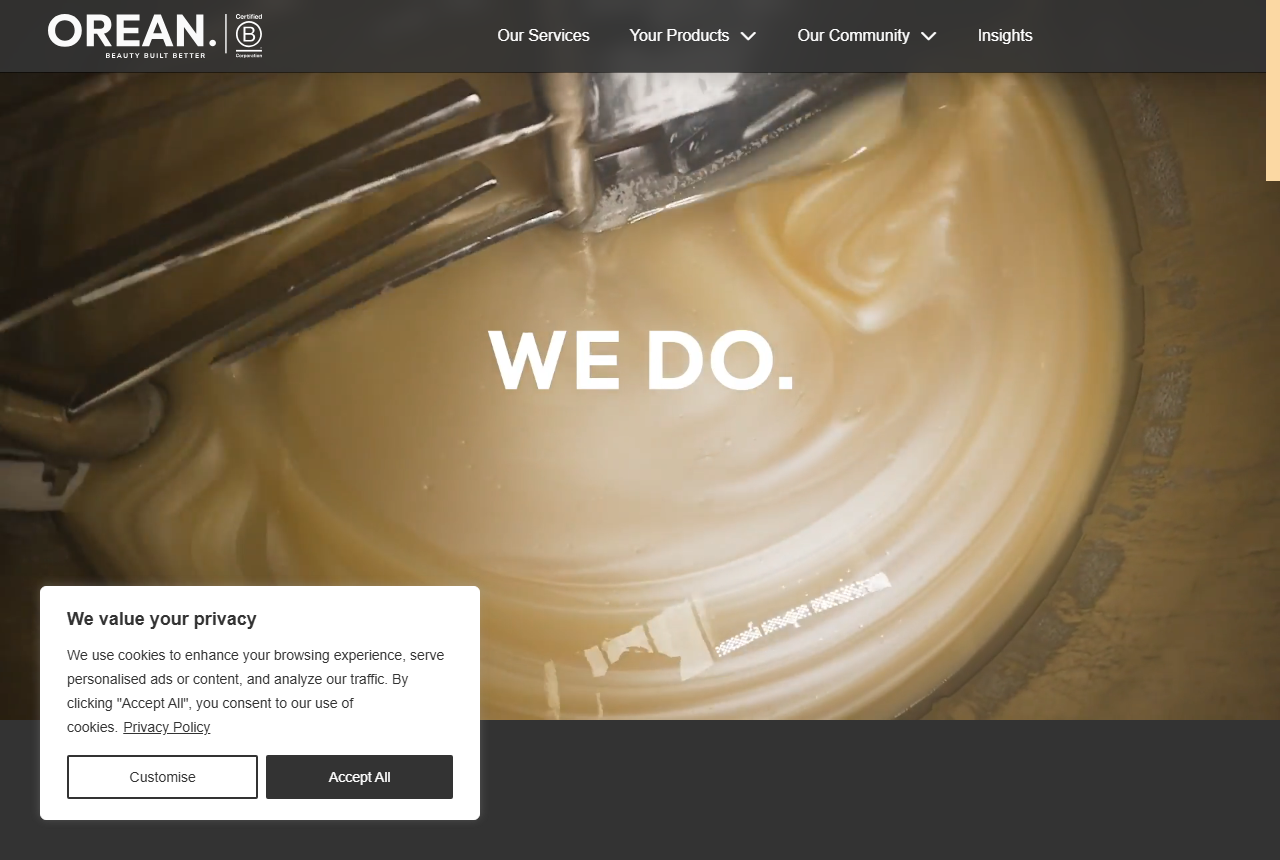 Orean Personal Care website