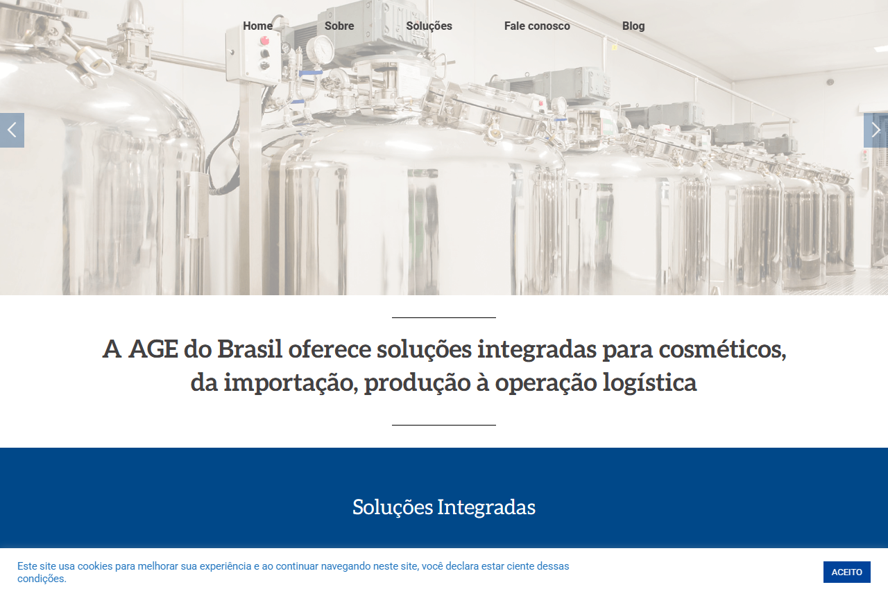 AGE do Brasil cosmetics manufacturing website