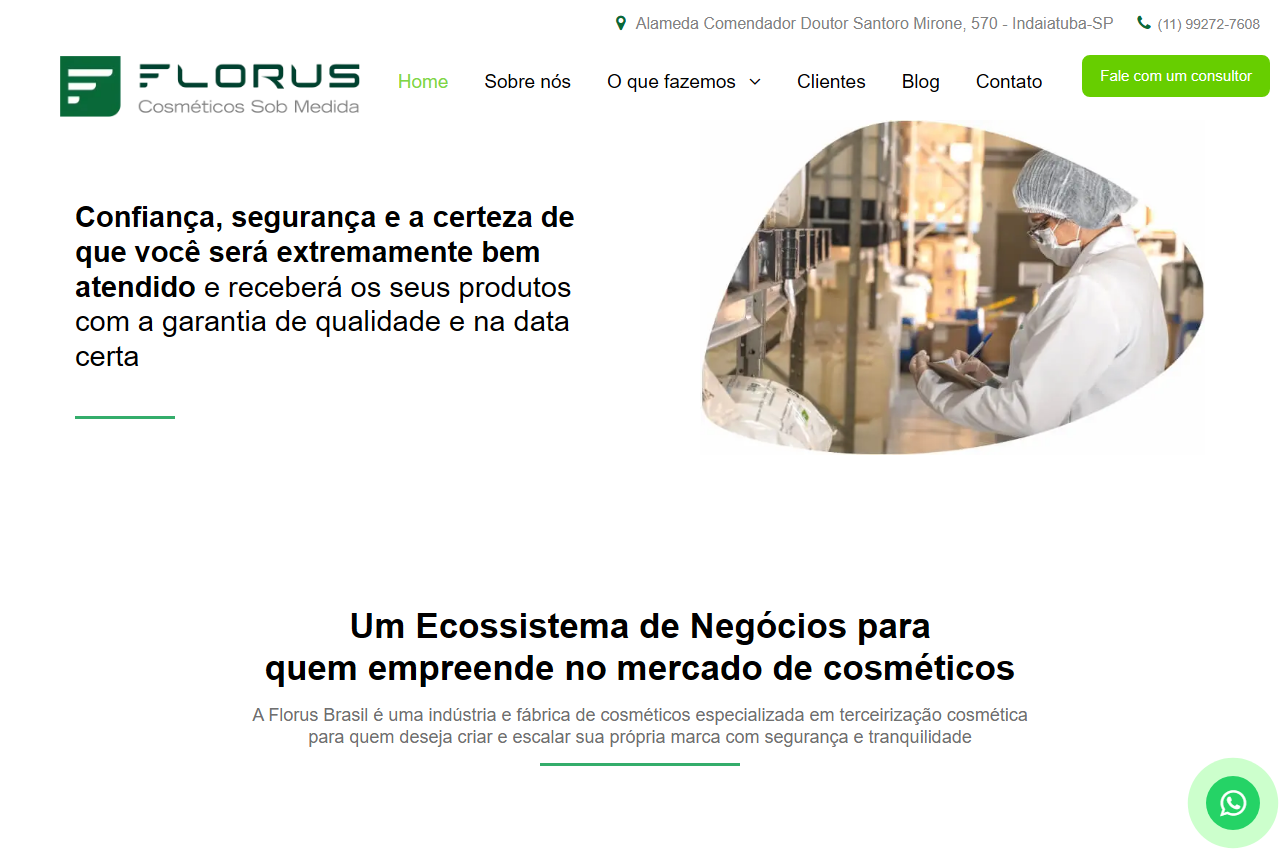 Florus Brasil cosmetics outsourcing website