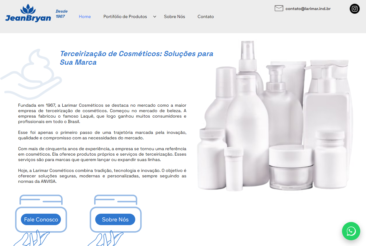Larimar Cosmeticos manufacturing website