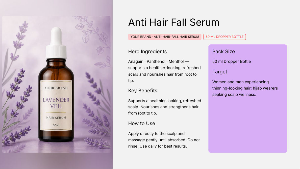 Anti Hair Fall Serum 50ml - private label OEM concept for the Malaysian koperasi market, ORIZI Group