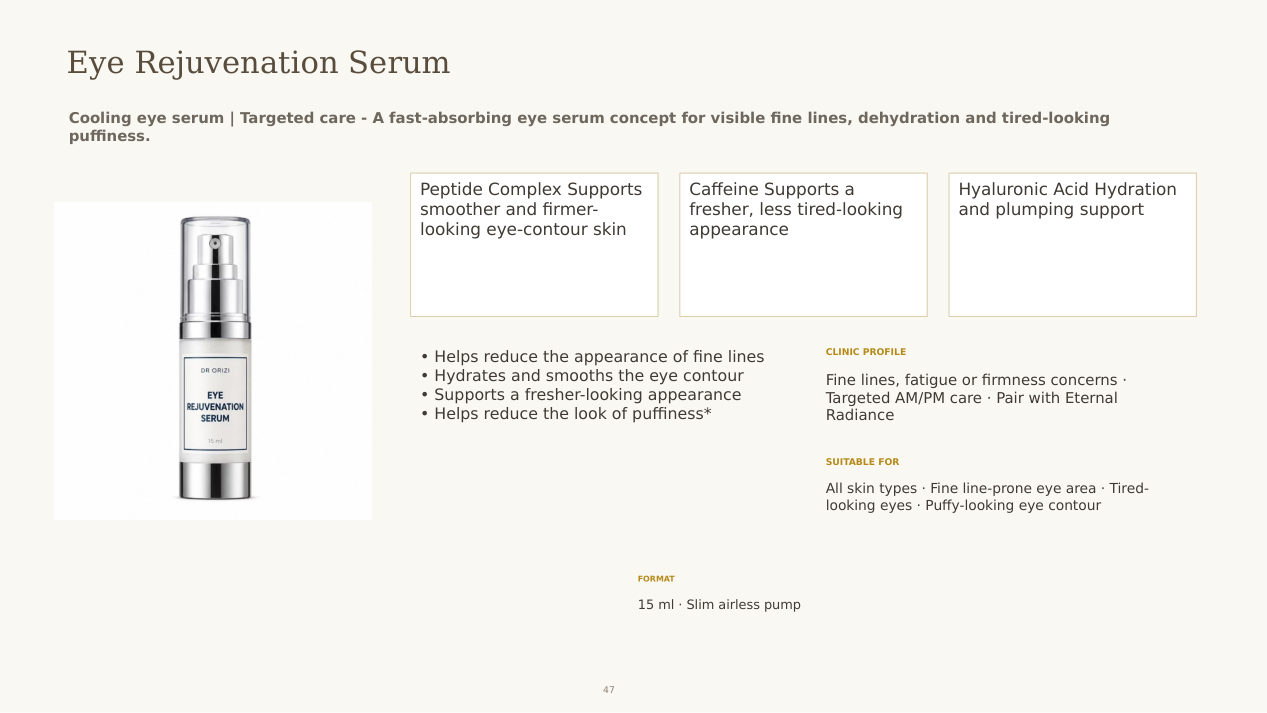 Eye Rejuvenation Serum - dermatology and aesthetic OEM formula sheet, ORIZI Group Malaysia