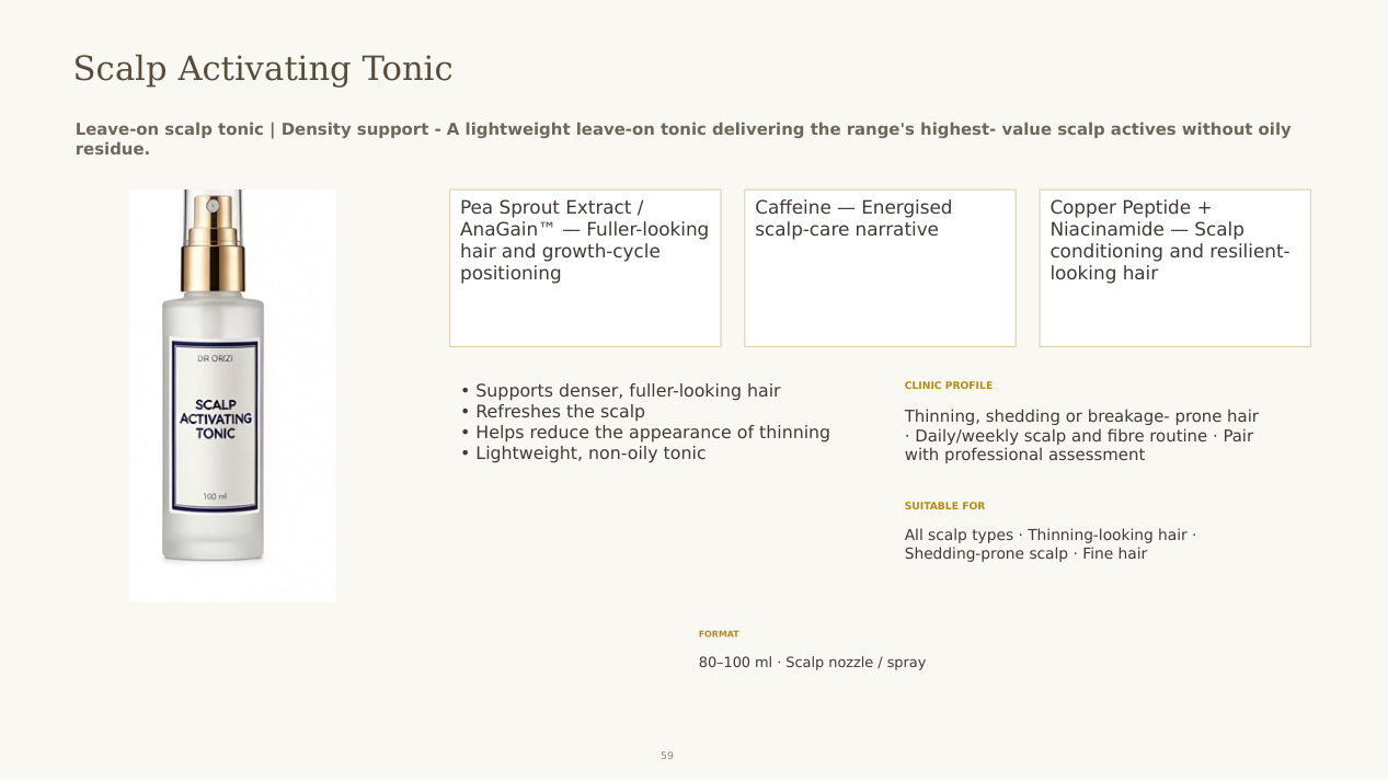Scalp Activating Tonic - dermatology and aesthetic OEM formula sheet, ORIZI Group Malaysia