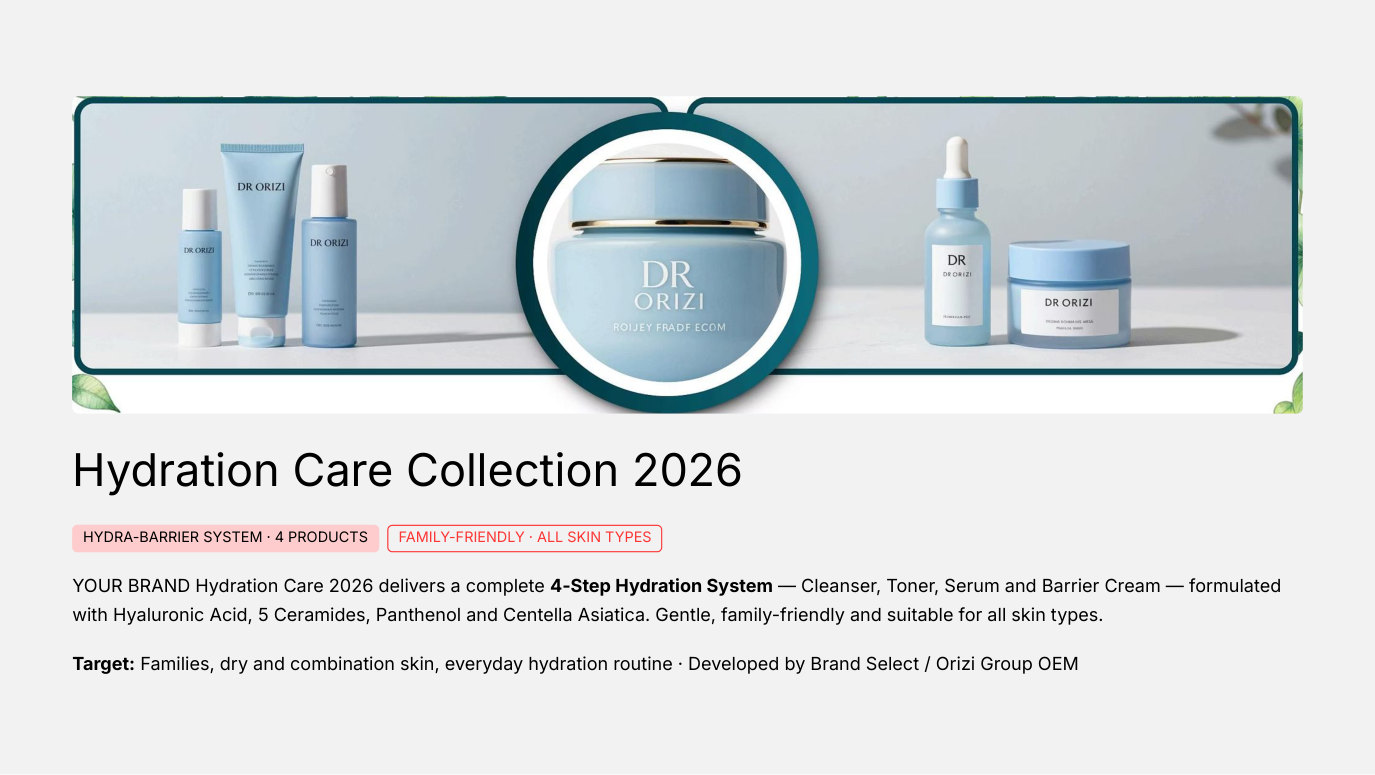Hydra-Barrier hydration collection, four-step private-label routine - ORIZI Group Malaysia