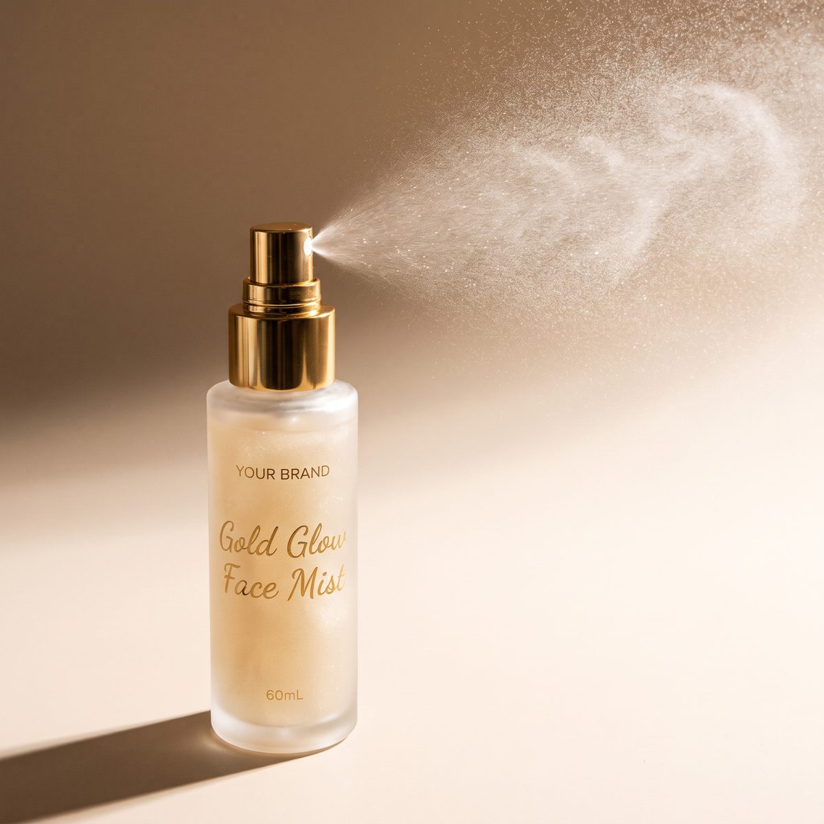 Gold Glow Hydrating Face Mist 60ml - private label OEM for TikTok Shop sellers, made in Malaysia by ORIZI Group